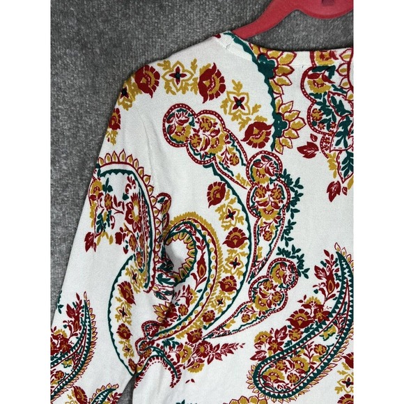 JM Collection Floral‎ Paisley Knit Ribbed Sweater Womens Medium Rayon Nylon - Picture 11 of 16